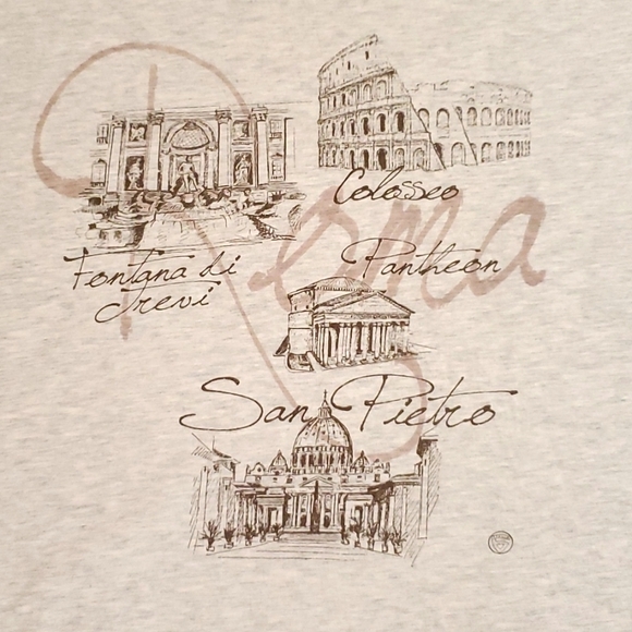 ITALIA ITALY Commemorative souvenir graphic tee shirt XL Roma Trevi Colosseo - Picture 2 of 7